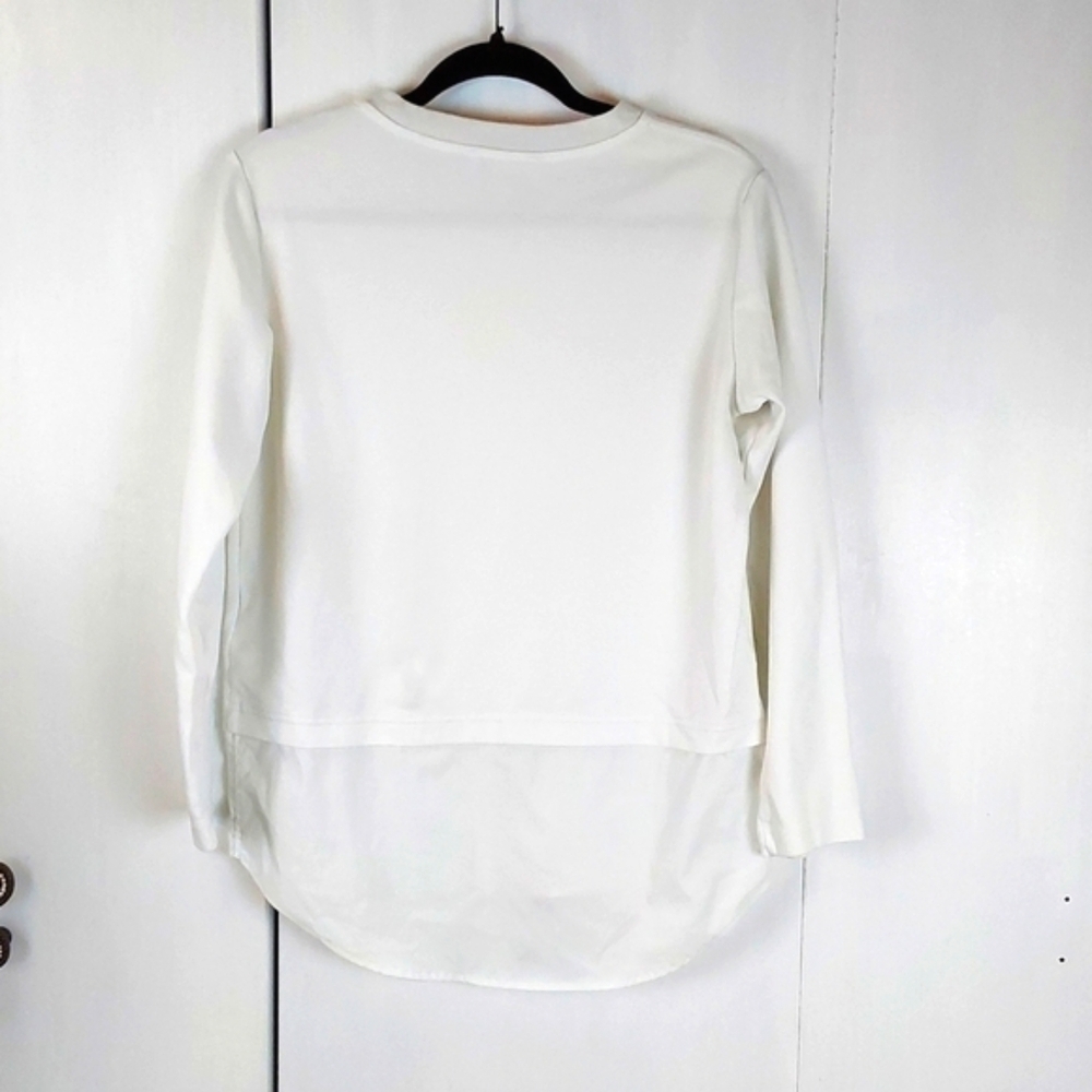 Athleta| White Cotton Mixed Media Top Athleisure Loungewear Neutral Sz.XS